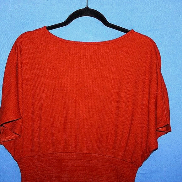 Mudd Ribbed Knit Button-Front Top - Women's Size XL - Rust Orange - Boho Style - Picture 4 of 5